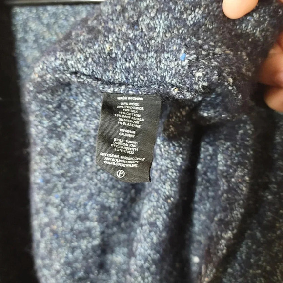 Theory Long Maxi Duster Cardigan Sweater | Size P | Navy Tweed - Picture 4 of 6